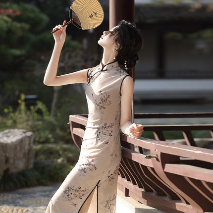 速发高品质无袖国风长款改良旗袍2025新款年轻款女复古修身气质日