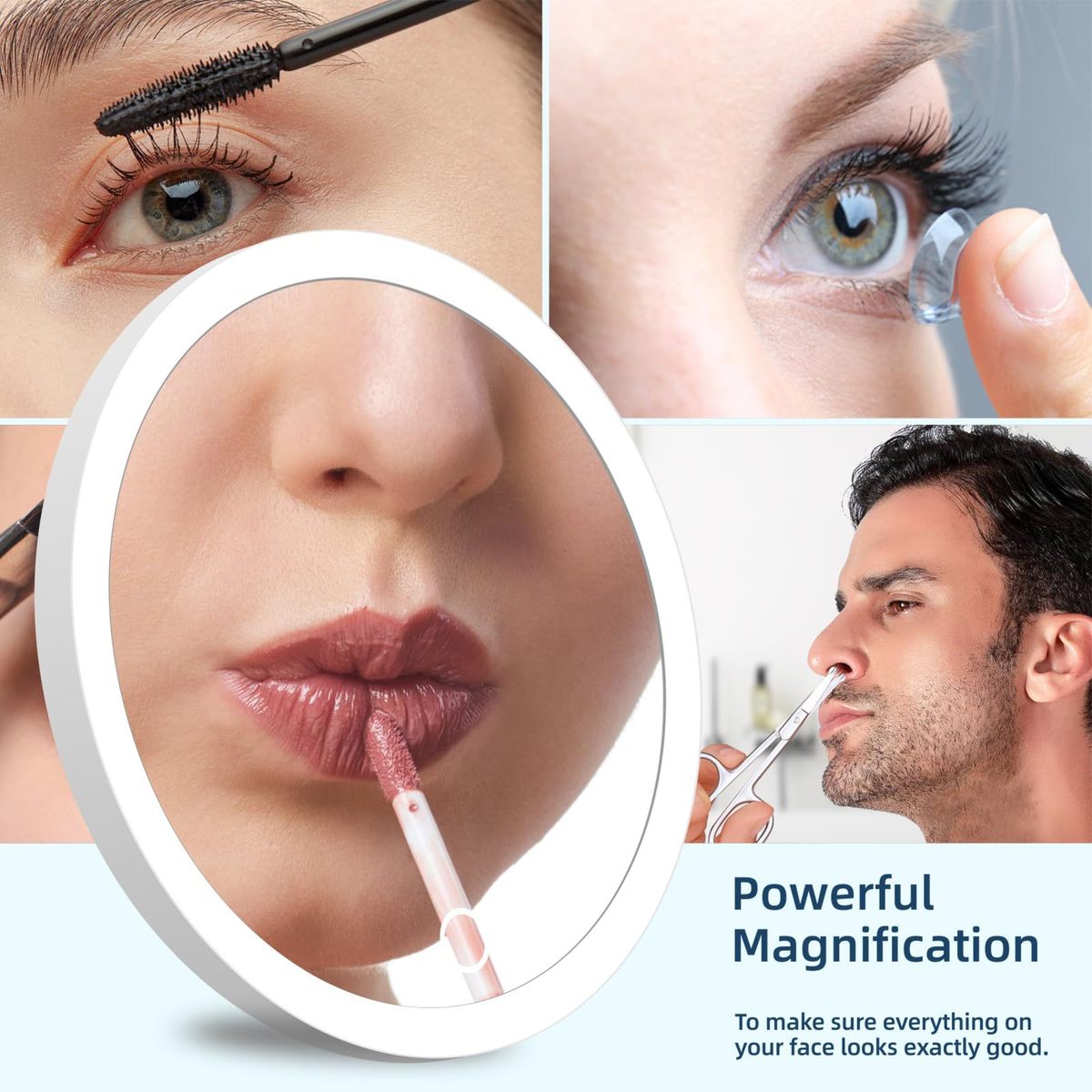10倍20倍30吸盘放大化妆镜6英寸带3个倍旅行镜30倍led放大化妆镜