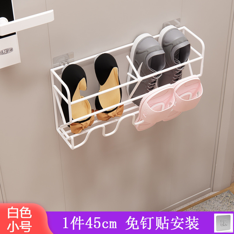 铁艺门后挂式鞋架简易门口壁挂式免打孔家用浴室鞋架收纳
