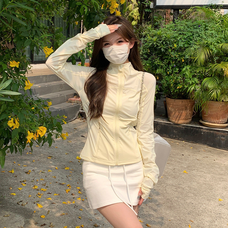 防晒衣女款夏季2025新款小个子立领原纱冰丝修身瑜伽服轻薄款外套