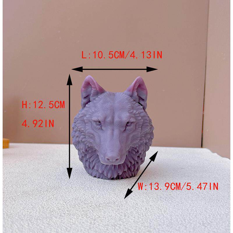 爆款大尺寸狼头硅胶模具3d雕像狼动物蜡烛硅胶模具香薰肥皂