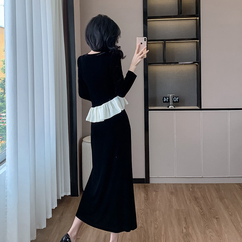 新品法式轻奢金丝绒套装裙子女秋冬高级质感上衣鱼尾半身裙时髦两