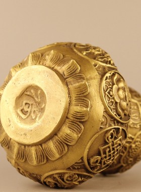 批发黄铜葫芦开运开葫芦八宝盖铜葫芦摆件吉葫芦