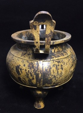 收藏杂项收藏仿古做旧仿紫铜铜器香炉椭圆形摆件古玩