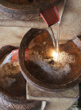 春工艺欧式风格善树脂家居客厅装饰品摆设创意流水喷泉摆件批发