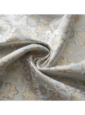 金金丝小碎花提花剪花面料蓝色织小清新时装手作箱包鞋服布料现货