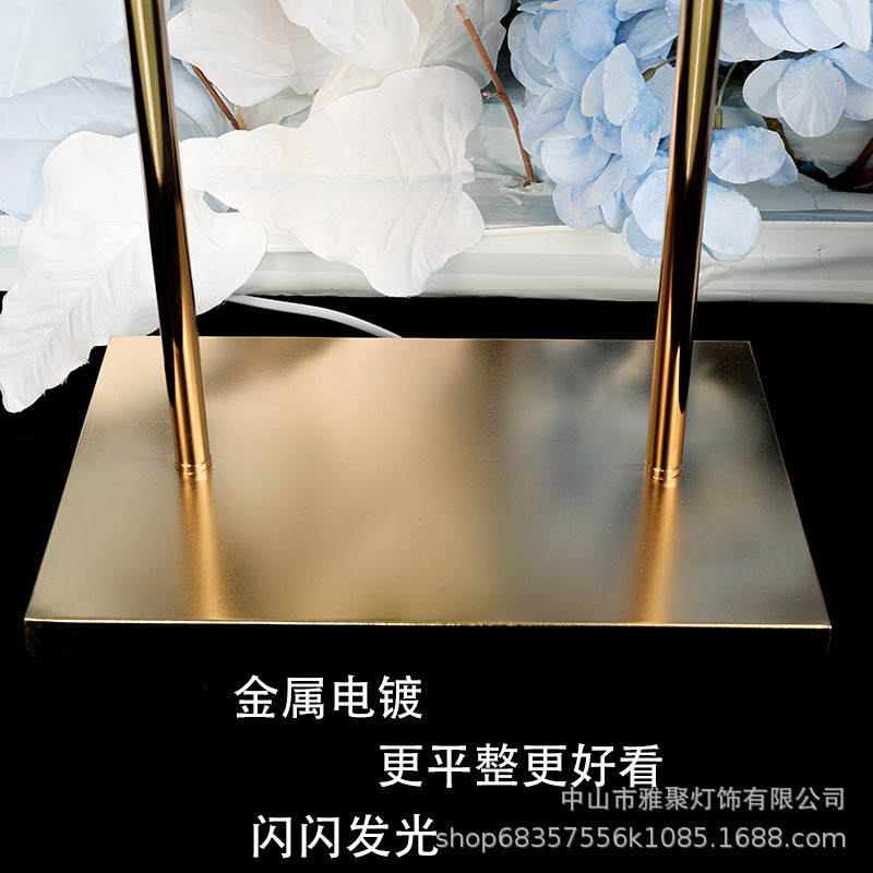 新款欧式婚庆道具金色铁艺插花水晶条花架婚礼装饰摆件电镀器批发