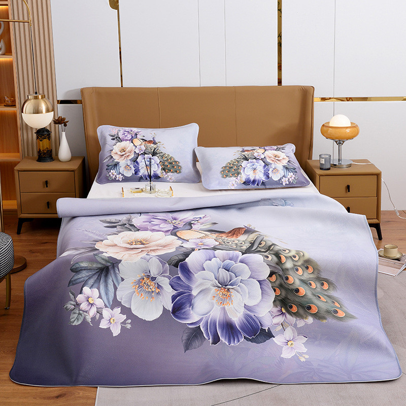 直播爆款高档牛皮席可折叠三件套双人1.8空调凉席子旅游公司礼品