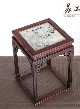 老挝大红酸枝云石底座实木托架工艺品微型盆景架摆件底座礼品批发