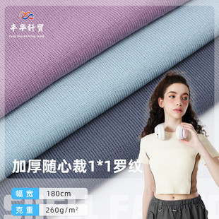 现货随加厚心裁1 运动面料 1罗纹精梳棉布料260g弹力双面时尚