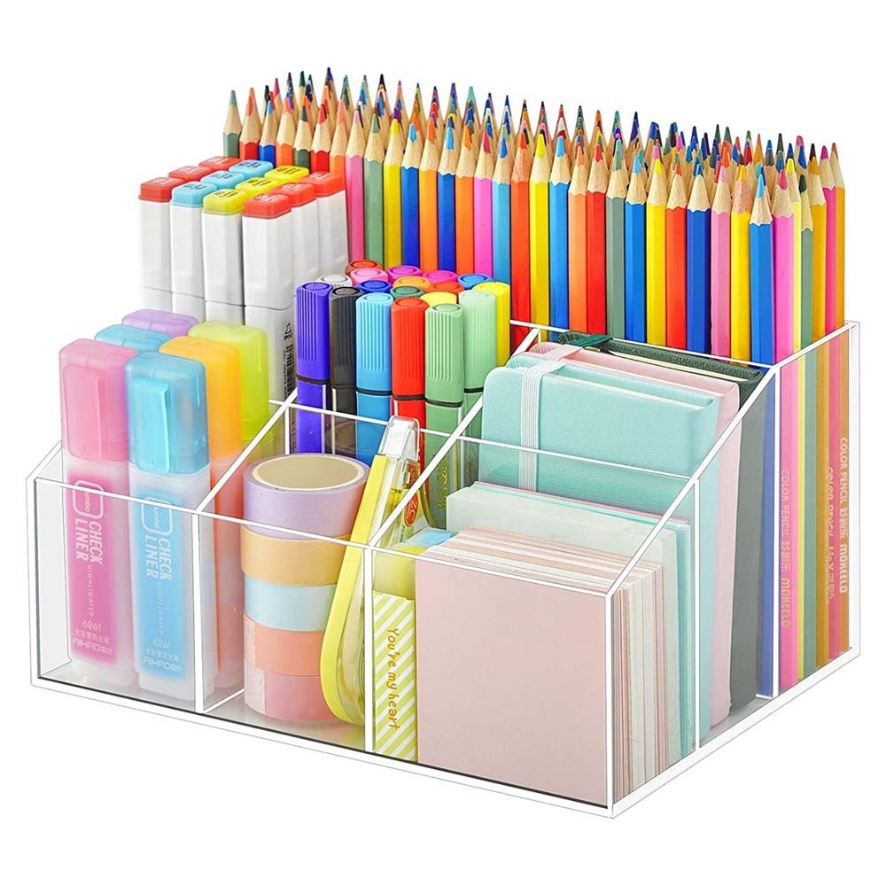 收纳透明亚克力笔筒学生文具整理收纳盒简约个性桌面杂物简约筒