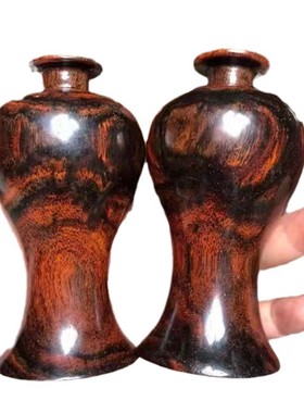 大红酸枝花瓶客厅摆件交趾黄檀木雕花插工艺品原木质花器案摆
