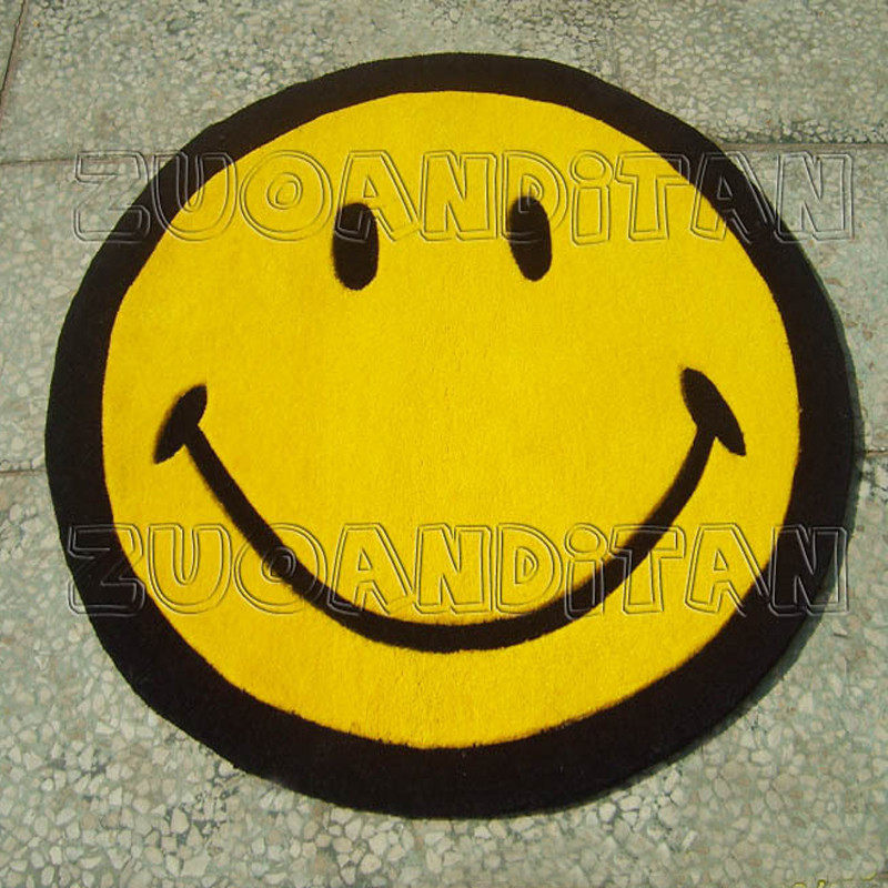 儿童卡通笑脸地毯电脑椅圆形地毯客厅卧室地毯玄关手工腈纶地毯,居家布艺,地毯,淘宝优惠券,粉丝福利购,淘宝优惠卷