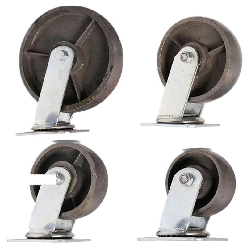 加厚6寸重型全铁轮 4寸工业铸铁圆顶5寸8寸 全铁脚轮万向轮