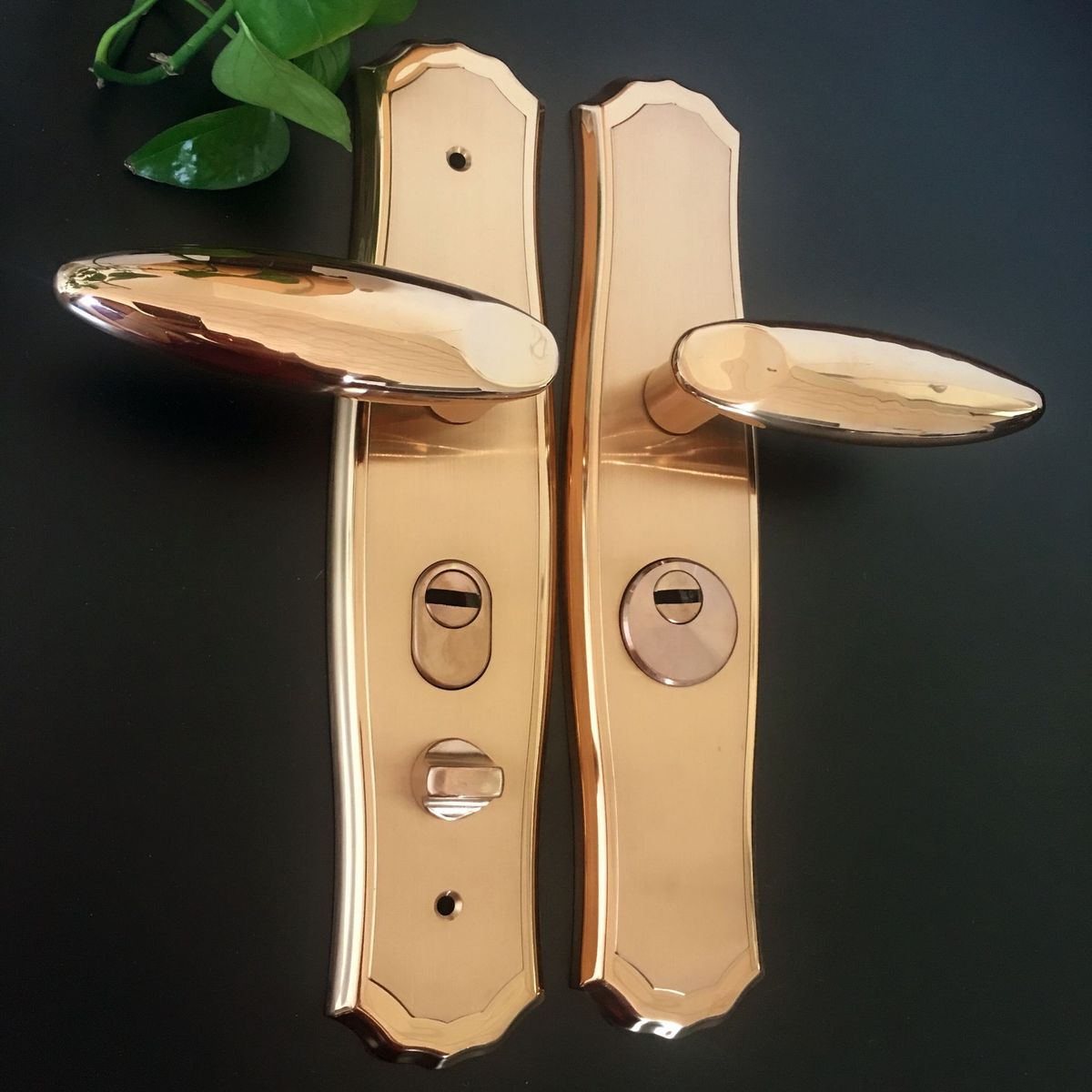 304不锈钢玫瑰金防盗门通用入户大门锁不分左右秒装拉手防盗锁