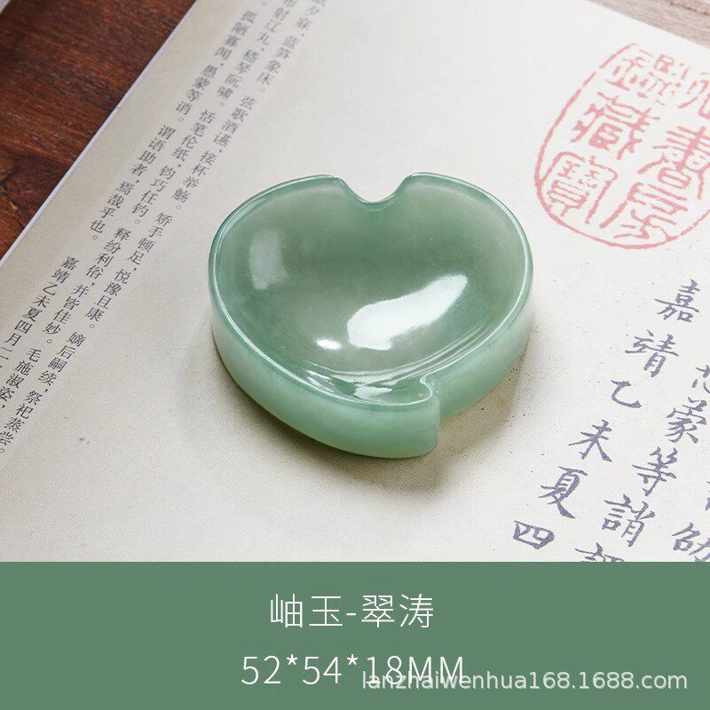 岫玉手工雕刻笔搁笔舔墨碟镇纸文房雅器精品天然玉石书法创意文创