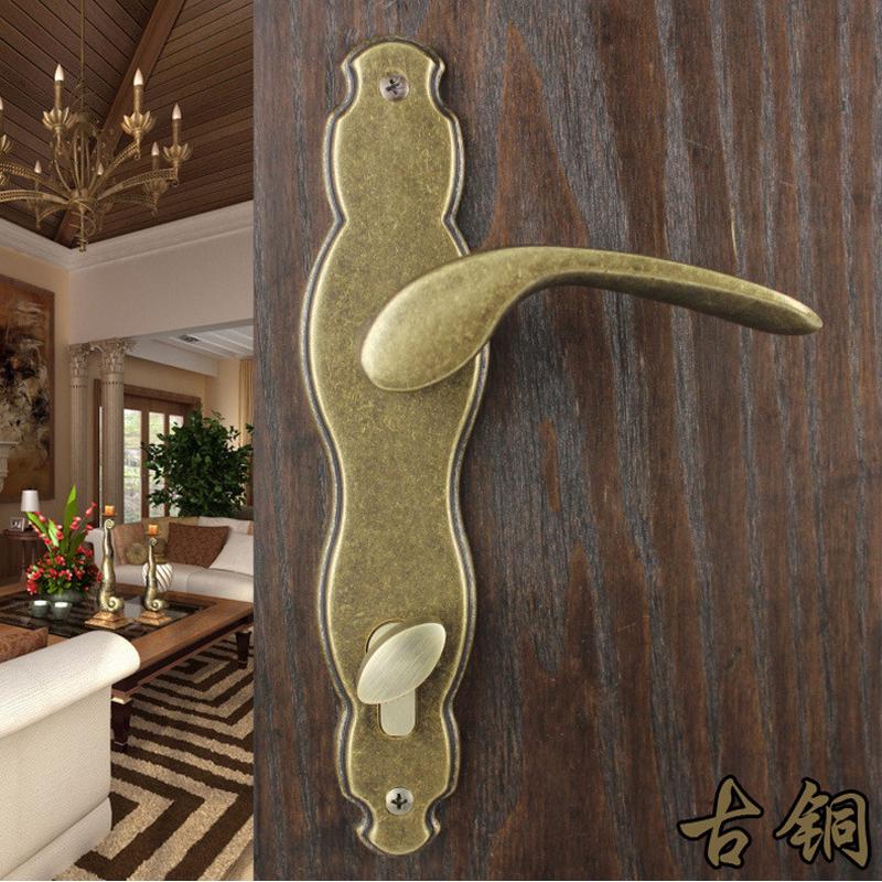 仿古铜全铜实木门大门子母门世房门锁连泰好工房铜锁lm5097ob