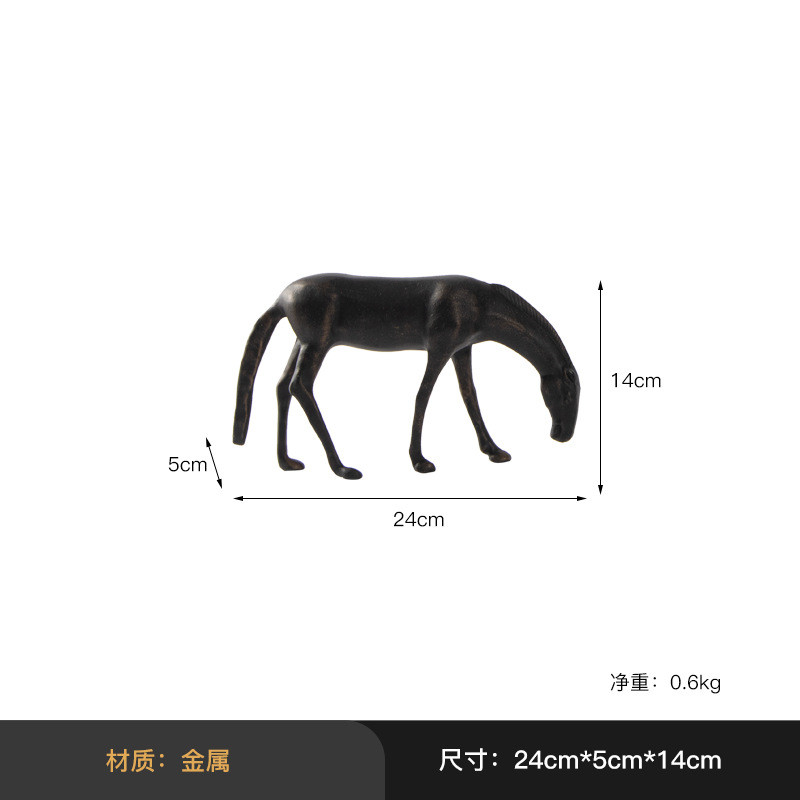 艺贝子饮水马金属软装客栈酒店样板间玄关书房书桌新中式摆件饰品