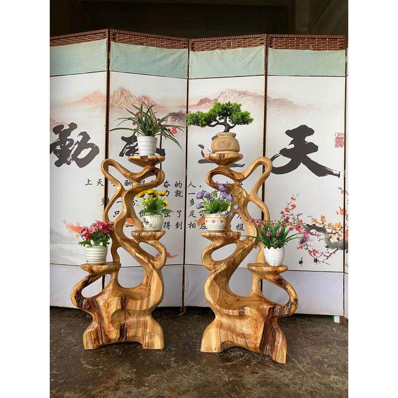 香樟木根雕实木花架盆景阳台落地置物架民宿洒店架客厅艺术摆件