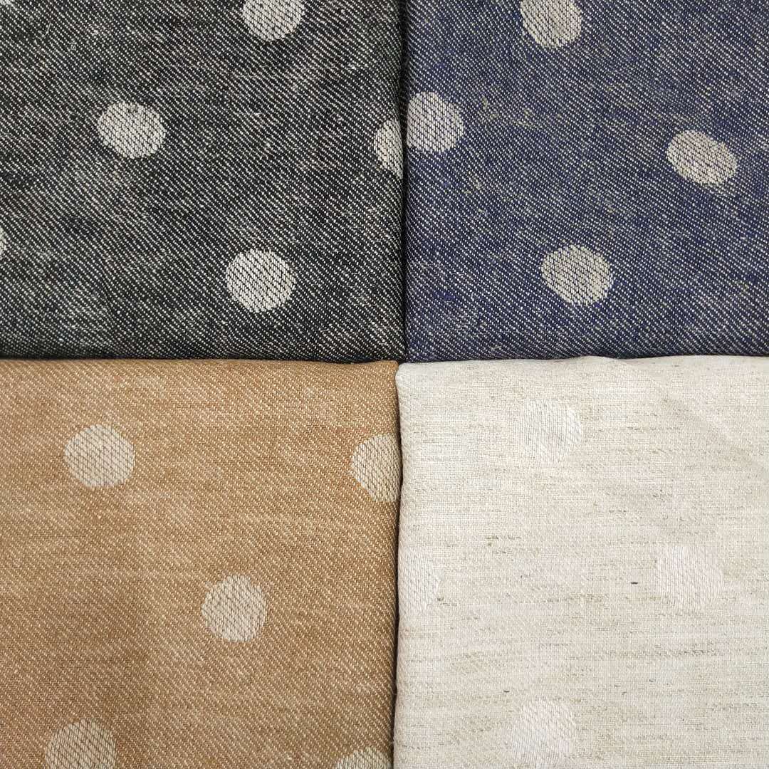 新艺亚麻棉剪花亚麻棉春夏提花布圆形剪花时尚女装斜纹布面料