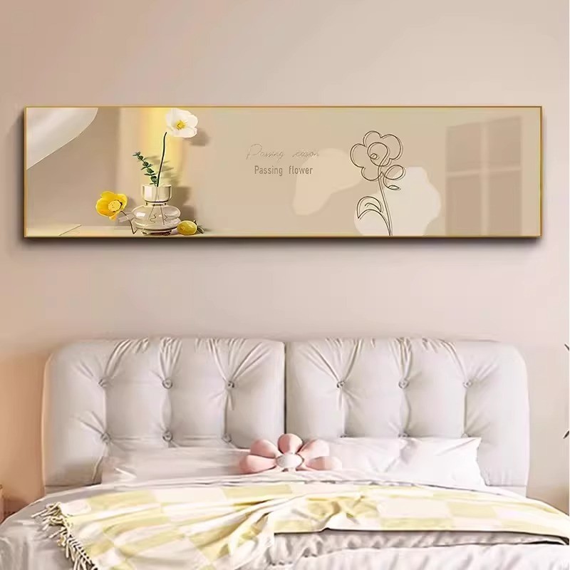 背景墙壁画风床头装饰画现代简约卧室房间风景挂画主卧小清新奶油