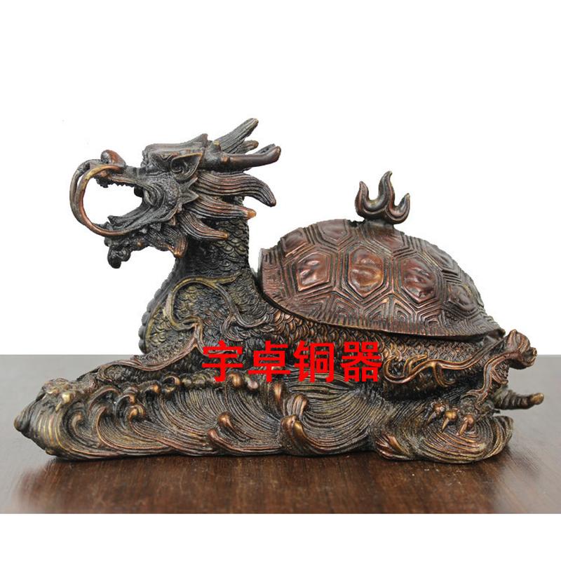 纯铜卓铜器宇龙龟黄铜开盖龙龟家居装饰铜工艺品摆件