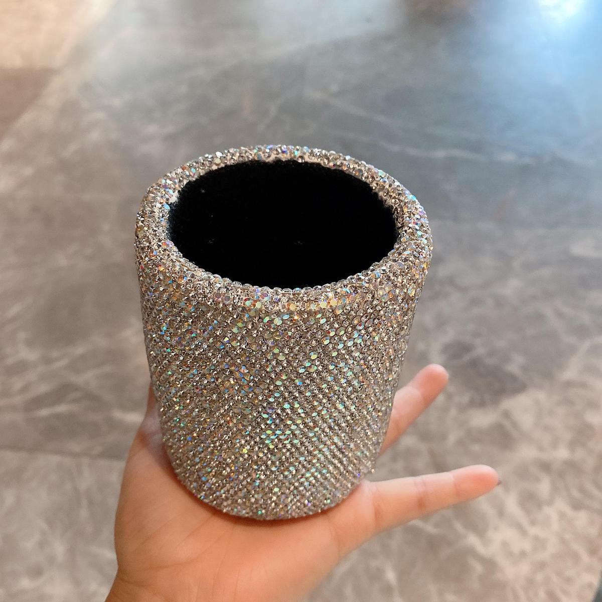 奢华镶钻创意摆件文具收纳桶化妆刷多功能桌面女士办公笔筒收纳