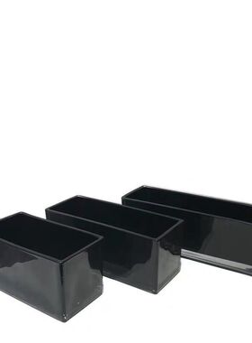 简约黑色长方形玻璃花器餐厅仿真插干花花瓶正方白色客厅口器皿