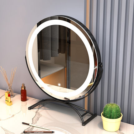 轻奢梳妆台桌面镜智能可旋转化妆镜台式led灯带网红光补ins美妆镜