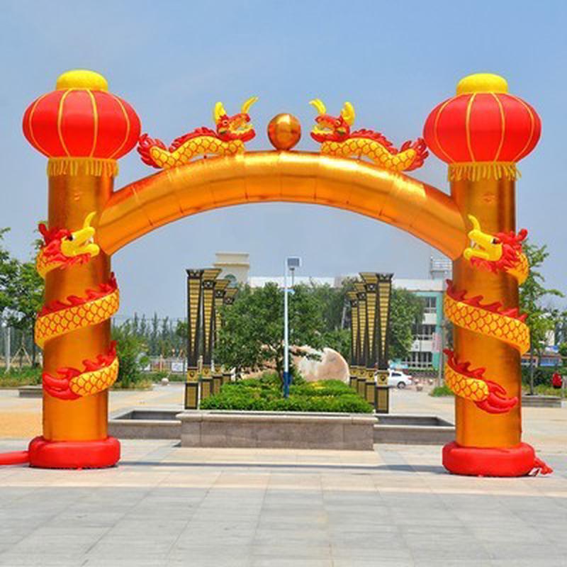 门厅新款充气金色盘龙厂家婚庆拱门凤彩虹门广告模型婚庆道具礼品