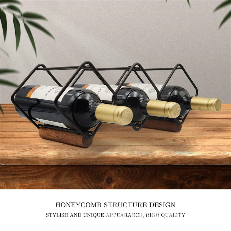 简约金属铁艺红酒架家用客厅葡萄酒瓶架桌面酒杯置物架三格白酒架