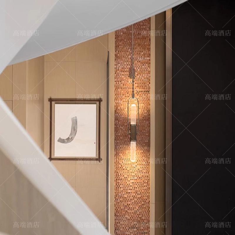 设计师别墅玻璃壁灯长条客厅背景墙酒店大堂宴会厅工程长杆壁灯