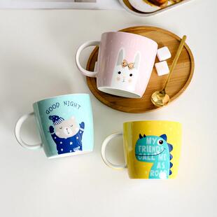 320ml牛奶杯刻度家用可爱水杯儿童宝宝陶瓷马克杯可微波炉热奶杯