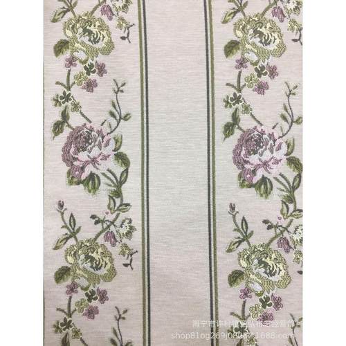 雪尼尔工程提花布 田园风竖条 抱枕沙发色织布