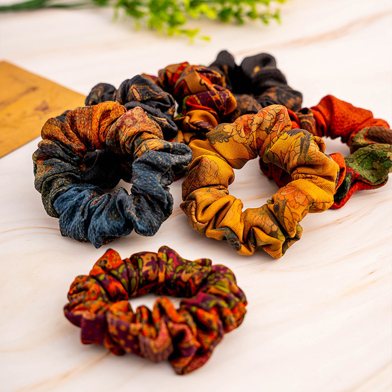 香云纱真丝发圈丝绸大号桑蚕丝大肠发绳复古气质高级感发带头绳