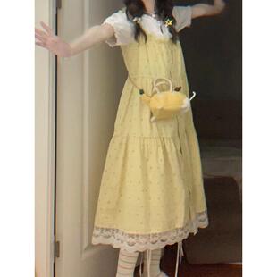 夏装 新品 搭配一整套多巴胺韩系穿搭奶fufu背带裙吊带连衣裙两件套
