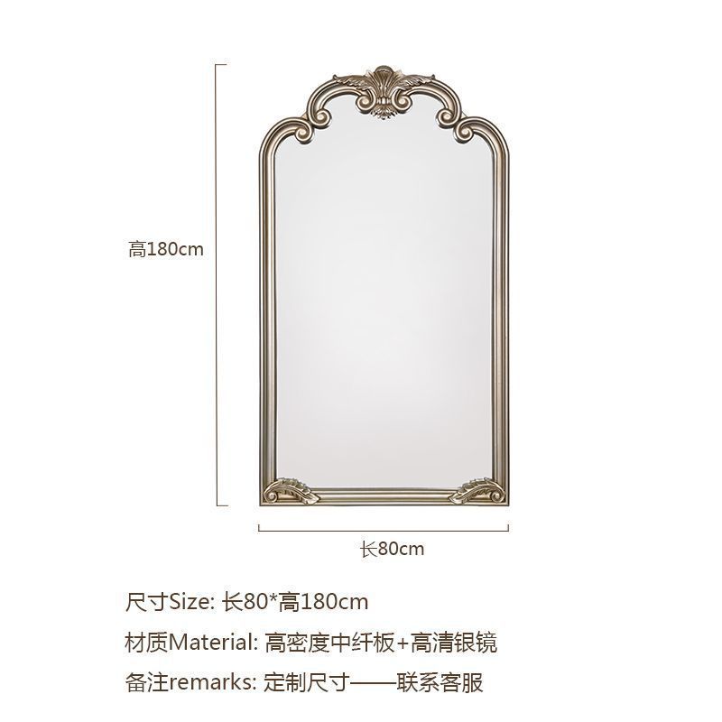 镜子复古雕花穿衣镜家用壁挂全身镜法式贴墙落地镜衣帽间试衣欧式