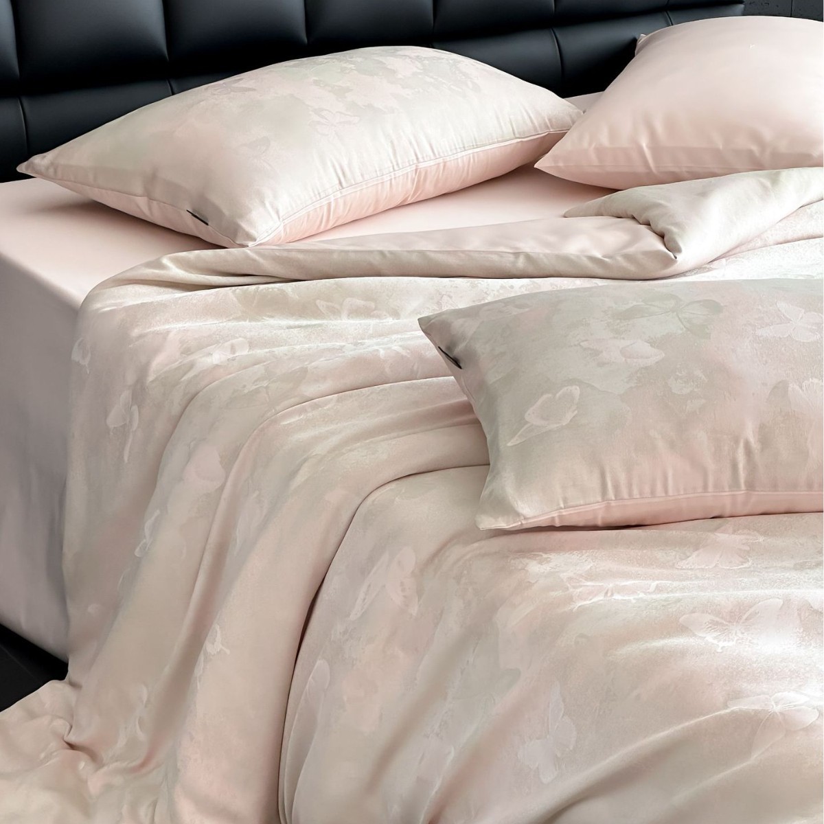 高级感100s天丝全棉a类法式提花轻奢被套棉四件套裸睡床上用品