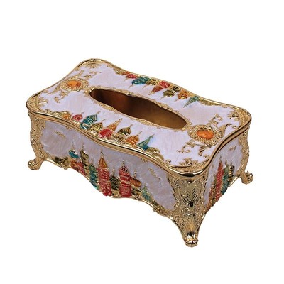 欧式金属纸巾盒田园创意客厅餐巾抽纸盒复古典高档大号家用纸抽盒