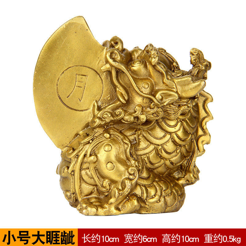 黄铜日月神兽摆件龙二子睚眦日月邪翅铜睚眦工艺品家居中式