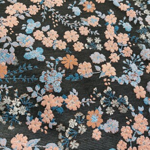 厂家色织多彩植物女装碎花提花布料满花梭织小童装鞋包面料供应