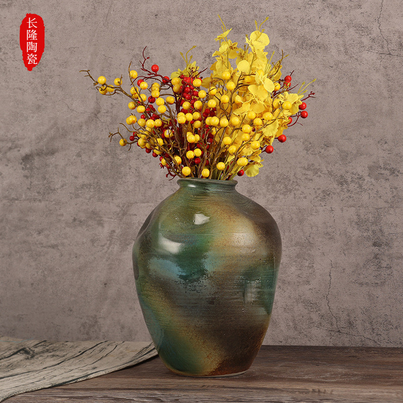 侘纯手工陶瓷花瓶桌面工艺品装饰花瓶民宿景德镇寂风花瓶粗陶花瓶
