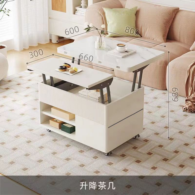 l軨1折叠边几家用奶油现代简约风多功能小茶几升降茶几餐桌两用小
