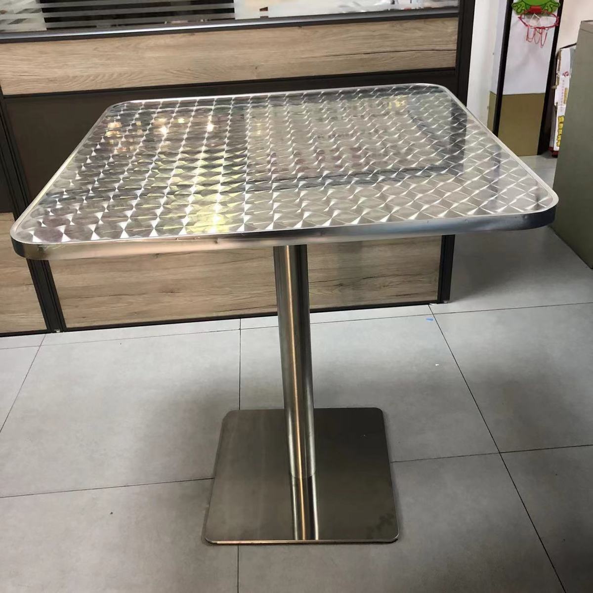 不锈钢桌子实心桌茶餐厅方桌加厚方形咖啡店餐厅洽谈时尚网红底座