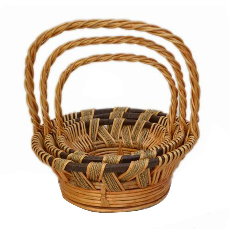 手工编织手提篮厂家批发柳编水果篮礼品篮子花篮蔬菜采摘藤编篮