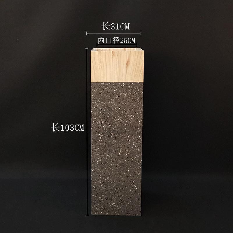欧式玻璃钢方型木纹古董灰落地大花瓶商场大厅幼儿园绿植景观摆件