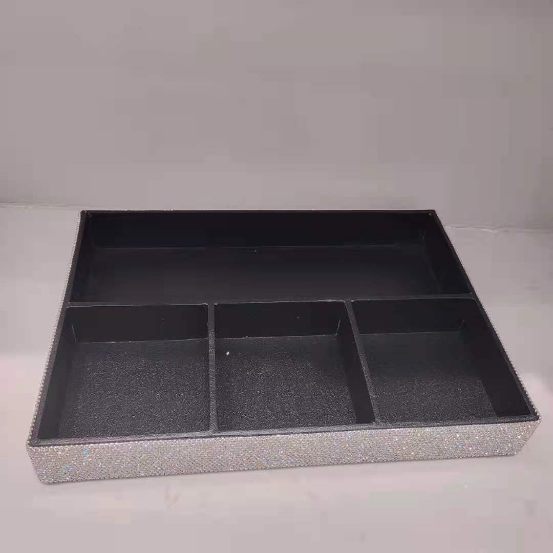 纸质分格办公收纳盒桌面杂物托盘遥控器收纳子实心纸板风格钻