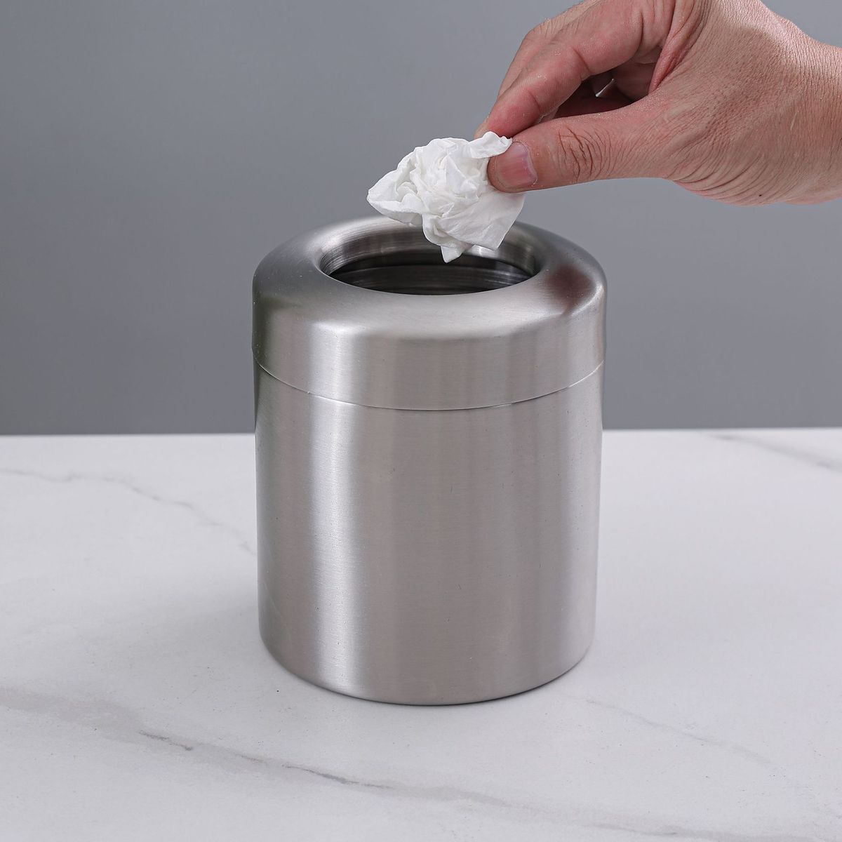 mini垃圾桶304浴室办公桌台面咖啡吧台不锈钢金属小型垃圾箱带盖