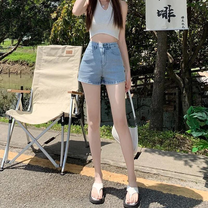 辣妹牛仔短裤女2025年夏季薄款韩式小个子高腰热裤显瘦弹力紧身裤