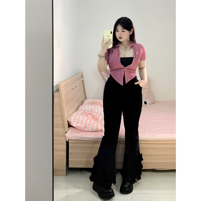 300斤胖mm大码梨型身材微喇女水洗渐变长裤显瘦,女装/女士精品,大码裤装,淘宝优惠券,粉丝福利购,淘宝优惠卷